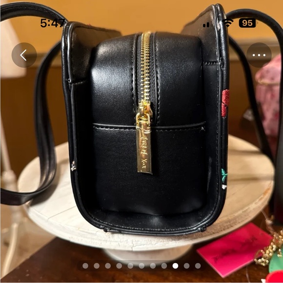 NWT Betsey Johnson Cherry Embroidered Satchel Bag Charm Y2K - Picture 9 of 10